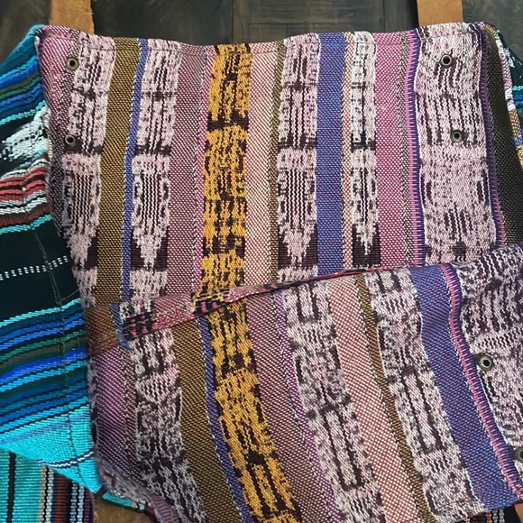 Handmade in Guatemala shoulder bag typical shirt material leather straps NWOT - Picture 6 of 6